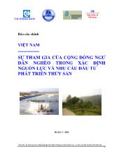 Việt nam - Sự tham gia của cộng đồng ngư dân nghèo trong xác đimh nguồn lực và nhu cầu đầu tư phát triển thủy sản
