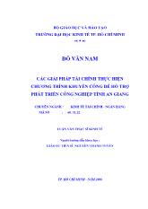 Đề tài Định hướng và các giải pháp tài chính thực hiện Chương trình khuyến công để hỗ trợ phát triển công nghiệp tỉnh An Giang