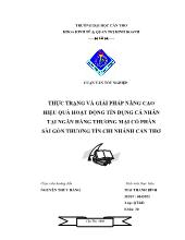 Đề tài Thực trạng và giải pháp nâng cao hiệu quả hoạt động tín dụng cá nhân tại Sacombank Cần Thơ