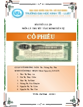 Tiểu luận Môn lý thuyết tài chính tiền tệ - Cổ phiếu