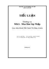 Thương vụ M&A - Mua bán,sáp nhập dưới góc nhìn Kinh tế chính trị Mac - Lenin
