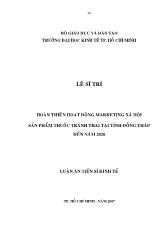 Đề tài Hoàn thiện hoạt động Marketing xã hội sản phẩm thuốc tránh thai tại tỉnh Đồng Tháp