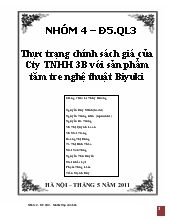 Đề tài Thực trạng chính sách giá của công ty TNHH 3B với sản phẩm tăm tre nghệ thuật Biyuki