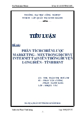 Tiểu luận Phân tích chiến lược marketing – Mix trong dịch vụ internet tại viễn thông huyện Long Điền – Tỉnh Bà Rịa Vũng Tầu