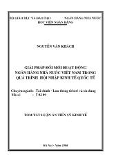 Đề tài Giải pháp đổi mới hoạt động Ngân hàng nhà nước Việt Nam trong quá trình hội nhập kinh tế quốc tế