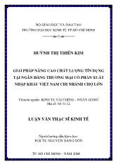 Đề tài Giải pháp nâng cao chất lượng nghiệp vụ tín dụng tại ngân hàng thương mại cổ phần Xuất Nhập Khẩu Việt Nam – Chi nhánh Chợ Lớn