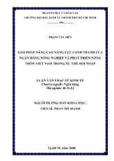Luận văn Nâng cao năng lực cạnh tranh của Ngân hàng Nông nghiệp và phát triển nông thôn Việt Nam trong xu thế hội nhập