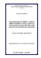 Luận văn Giải pháp hoàn thiện và phát triển nghiệp vụ bảo lãnh tại ngân hàng ngoại thương chi nhánh thành phố Hồ Chí Minh
