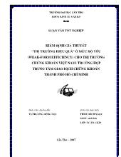 Đề tài Kiểm định giả thuyết Thị trường hiệu quả ở mức độ yếu (weak -Form efficiency) cho thị trường chứng khoán Việt Nam: Trường hợp trung tâm giao dịch chứng khoán Thành phố Hồ Chí Minh