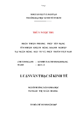 Luận văn Hoàn thiện phương pháp xếp hạng tín nhiệm khách hàng doanh nghiệp tại ngân hàng đầu tư và phát triển Việt Nam