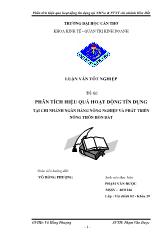 Luận văn Phân tích hiệu quả hoạt động tín dụng tại chi nhánh ngân hàng nông nghiệp và phát triển nông thôn Hòn Đất