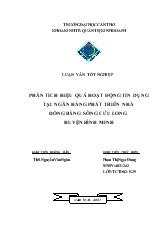 Luận văn Phân tích hiệu quả hoạt động tín dụng tại Ngân hàng Phát triển nhà đồng bằng sông Cửu Long chi nhánh Bình Minh