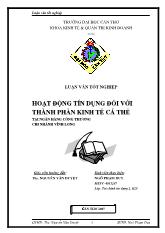 Luận văn Phân tích hoạt động tín dụng đối với thành phần kinh tế cá thể tại ngân hàng Công Thương chi nhánh Vĩnh Long