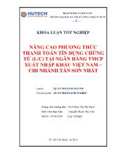 Đề tài Nâng cao phương thức thanh toán tín dụng chứng từ (L/C) tại ngân hàng thương mại cổ phần xuất nhập khẩu Việt Nam(EXIMBANK) - Chi nhánh Tân Sơn Nhất