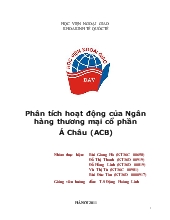 Đề tài Phân tích hoạt động của ngân hàng Á Châu (ACB) năm 2010