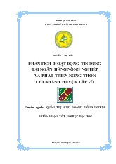 Đề tài Phân tích hoạt động tín dụng tại ngân hàng nông nghiệp và phát triển nông thôn chi nhánh huyện Lấp Vò