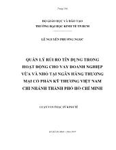 Đề tài Quản lý rủi ro tín dụng trong hoạt động cho vay doanh nghiệp vừa và nhỏ tại Ngân hàng Thương mại Cổ phần Kỹ Thương Việt Nam chi nhánh TP Hồ Chí Minh