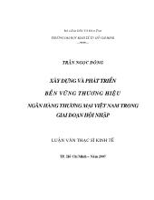 Đề tài Xây dựng và phát triển bền vững thương hiệu ngân hàng thương mại Việt Nam trong giai đoạn hội nhập