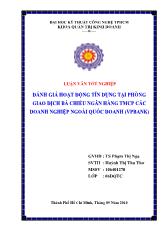 Luận văn Đánh giá hoạt động tín dụng tại phòng giao dich bà chiểu ngân hàng thương mại cổ phần các doanh nghiệp ngoài quốc doanh vpbank