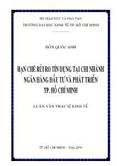 Luận văn Hạn chế rủi ro tín dụng tại chi nhánh ngân hàng đầu tư và phát triển thành phố Hồ Chí Minh
