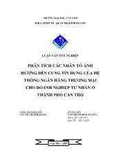 Luận văn Phân tích các nhân tố ảnh hưởng đến cung tín dụng của hệ thống ngân hàng thương mại cho doanh nghiệp tư nhân ở thành phố Cần Thơ