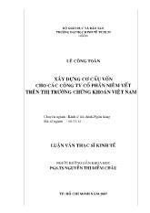 Luận văn Xây dựng cơ cấu vốn cho các Công ty Cổ phần niêm yết trên thị trường chứng khoán Việt Nam