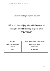 Đề tài Hoạt động nhập khẩu rượu tại Công ty TNHH Thương mại và Xuất nhập khẩu Tân Thịnh