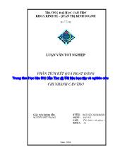 Đề tài Phân tích kết quả hoạt động kinh doanh tại VPbank chi nhánh Cần Thơ