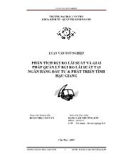 Đề tài Phân tích rủi ro lãi suất và giải pháp quản lý rủi ro lãi suất tại ngân hàng đầu tư và phát triển tỉnh Hậu Giang
