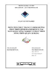 Đề tài Phân tích thực trạng kinh doanh dịch vụ của ngân hàng nông nghiệp và phát triển nông thôn quận Cái Răng