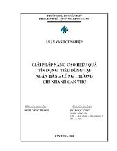 Luận văn Giải pháp nâng cao hiệu quả tín dụng tiêu dùng tại ngân hàng công thương chi nhánh Cần Thơ