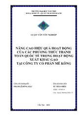 Luận văn Nâng cao hiệu quả hoạt động thanh toán quốc tế tại công ty Cổ Phần Mê Kông