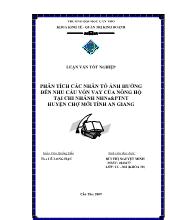 Luận văn Phân tích các nhân tố ảnh hưởng đến nhu cầu vốn vay của nông hộ tại chi nhánh Ngân hàng Nông nghiệp và Phát triển nông thôn huyện Chợ Mới, An Giang