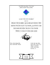 Luận văn Phân tích hiệu quả hoạt động tín dụng ngắn hạn tại ngân hàng nông nghiệp và phát triển nông thôn chi nhánh huyện trần văn thời - Tỉnh Cà Mau năm 2006 - 2008