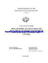 Luận văn Phân tích hiệu quả hoạt động tín dụng trung và dài hạn ở chi nhánh ngân hàng đầu tư và phát triển Cần Thơ
