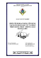 Luận văn Phân tích hoạt động tín dụng tại Ngân hàng đầu tư và phát triển đồng Tháp - Phòng giao dịch Sa Đéc