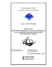 Luận văn Phân tích hoạt động tín dụng và quản lý tín dụng của Ngân hàng Sài Gòn Thương Tín - Chi nhánh Sóc Trăng