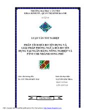Luận văn Phân tích rủi ro tín dụng và giải pháp phòng ngừa rủi ro tín dụng tại ngân hàng nông nghiệp và phát triển nông thôn chi nhánh Song Phú
