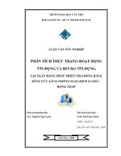 Luận văn Phân tích thực trạng hoạt động tín dụng và rủi ro tín dụng tại ngân hàng Phát triển nhà ĐBSCL (MHB) - Phòng giao dịch Sa Đéc - Đồng Tháp