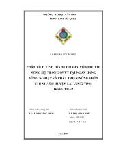 Luận văn Phân tích tình hình cho vay vốn đối với nông hộ trồng quýt tại ngân hàng nông nghiệp và phát triển nông thôn chi nhánh huyện Lai Vung tỉnh Đồng Tháp