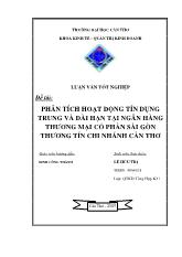 Luận văn Phân tích tình hình hoạt động tín dụng trung và dài hạn tại Sacombank Cần Thơ