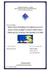 Luận văn Phân tích tình hình tài chính tài ngân hàng nông nghiệp và phát triển nông thôn quận Cái Răng thành phô Cân Thơ