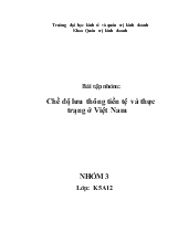 Tiểu luận Chế độ lưu thông tiền tệ và thực trạng ở Việt Nam - Bài 3