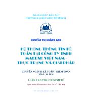 Đề tài Hệ thông thông tin kế toán tại công ty THHH MAERSK Việt Nam - Thực trạng và giải pháp