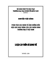 Đề tài Phân tích các nhân tố ảnh hưởng đến hiệu quả hoạt động của các ngân hàng thương mại ở Việt Nam