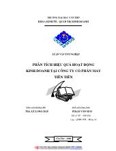 Đề tài Phân tích hiệu quả hoạt động kinh doanh ở công ty cổ phần may Tiền Tiến