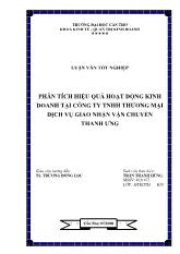 Đề tài Phân tích hiệu quả hoạt động kinh doanh tại công ty THHH thương mại dịch vụ giao nhận chuyển Thanh Ưng