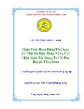 Đề tài Phân tích hoạt động tín dụng và một số biện pháp nâng cao hoạt động tín dụng tại ngân hàng nông nghiệp huyện Thoại Sơn