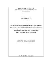 Đề tài Tác động của các nhân tố tính cách thương hiệu đến lòng trung thành của khách hàng: Nghiên cứu trường hợp thị trường điện thoại di động Việt Nam