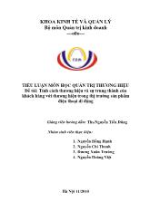 Đề tài Tính cách thương hiệu và sự trung thành của khách hàng với thương hiệu trong thị trường điện thoại di động